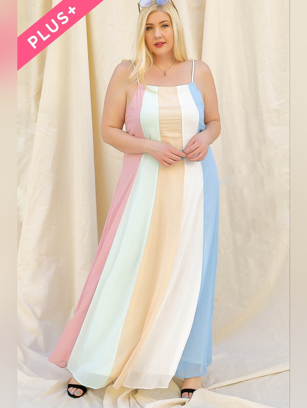 DAVI & DANI Pastel Striped Maxi Dress